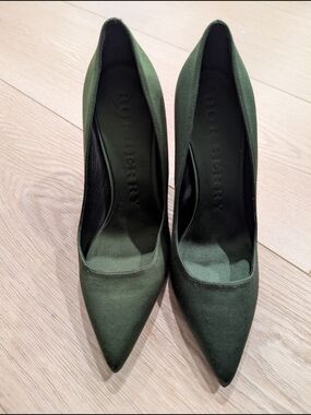 Burberry Olive Green Pointed-Toe Pumps